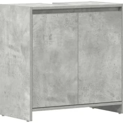 vidaXL Armario de baño madera contrachapada gris hormigón 60x33x61 cm Gris hormigón Sale
