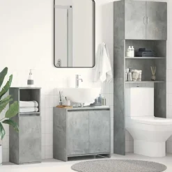 vidaXL Armario de baño madera contrachapada gris hormigón 60x33x61 cm Gris hormig&oacute;n Sale