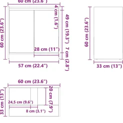 vidaXL Armario de baño madera contrachapada gris hormigón 60x33x61 cm Gris hormigón Sale