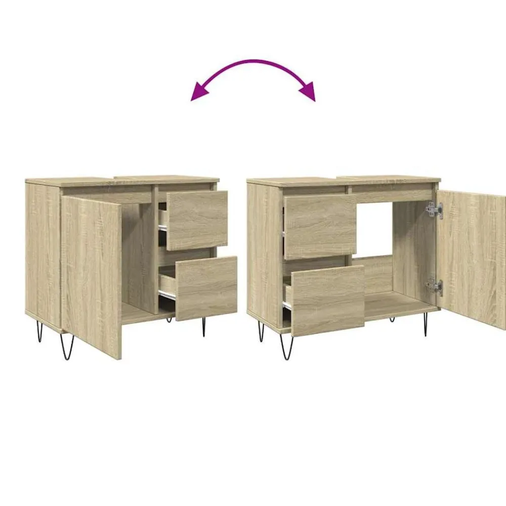vidaXL Armario de baño madera contrachapada 65x33x60 cm Roble Sonoma Sale