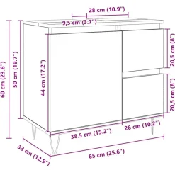vidaXL Armario de baño madera contrachapada 65x33x60 cm Roble Sonoma Sale