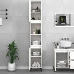 vidaXL Armarios Y Almacenamiento-Armario de baño madera contrachapada 30x30x190 cm