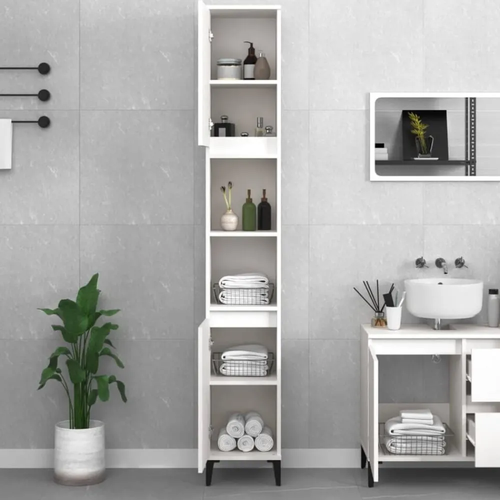 vidaXL Armarios Y Almacenamiento-Armario de baño madera contrachapada 30x30x190 cm