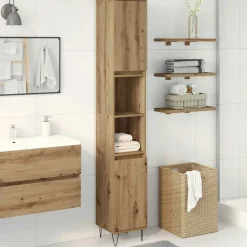 vidaXL Armario de baño madera contrachapada 30x30x190 cm Roble artisan Online