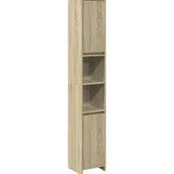vidaXL Armario de baño madera contrachapada color roble 30x30x183,5 cm Roble Sonoma New