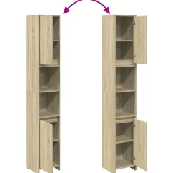 vidaXL Armario de baño madera contrachapada color roble 30x30x183,5 cm Roble Sonoma New