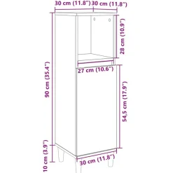 vidaXL Armarios Y Almacenamiento-Armario de baño madera contrachapada 30x30x100 cm