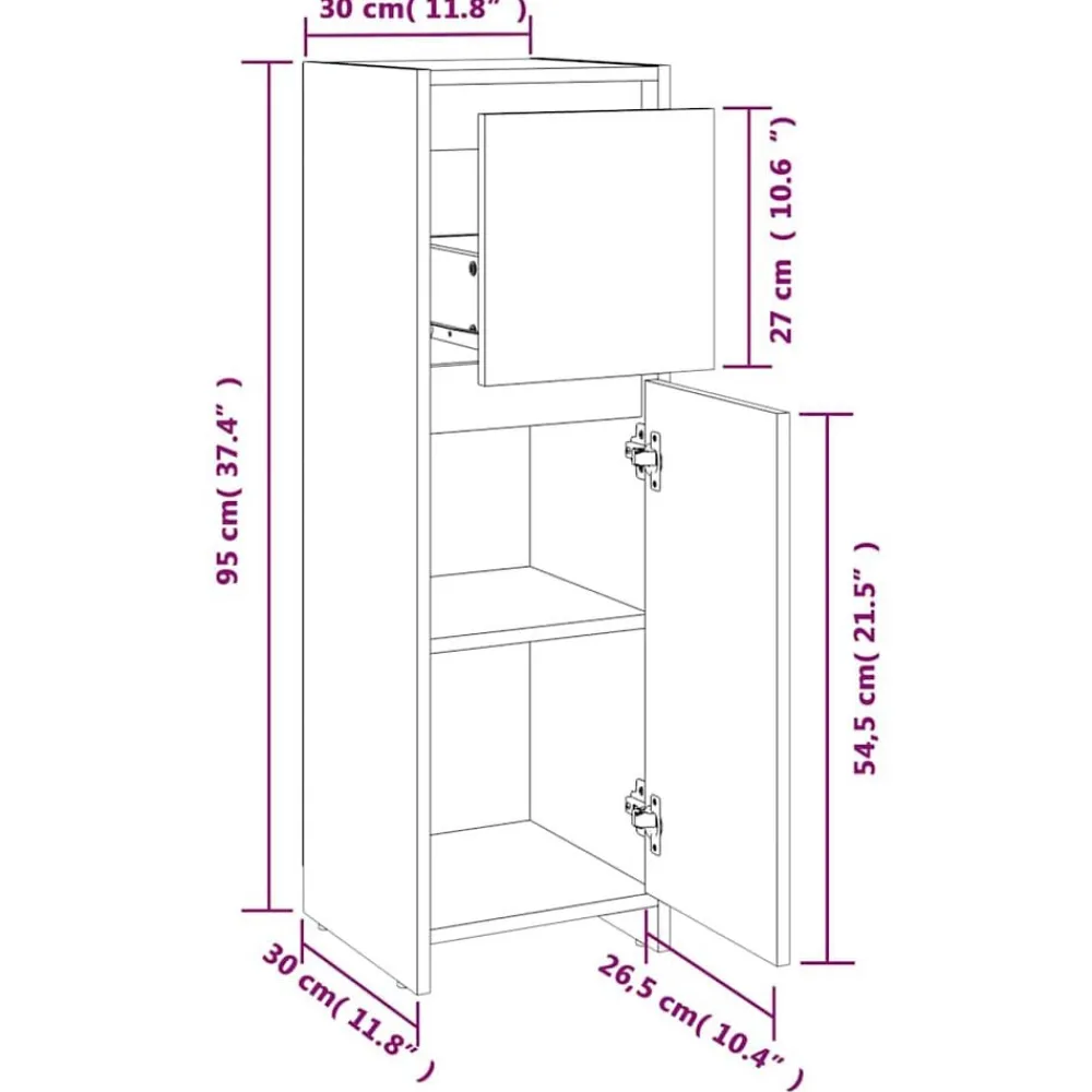 vidaXL Armario de baño madera contrachapada 30x30x95 cm Blanco Discount