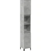 vidaXL Armario de baño madera contrachapada gris hormigón 30x30x190 cm New