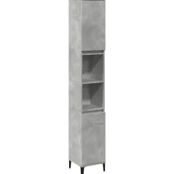 vidaXL Armario de baño madera contrachapada gris hormigón 30x30x190 cm New