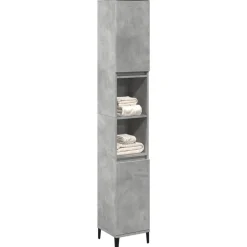 vidaXL Armario de baño madera contrachapada gris hormigón 30x30x190 cm New