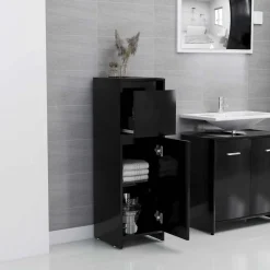 vidaXL Armario de baño madera contrachapada 30x30x95 cm Negro Hot