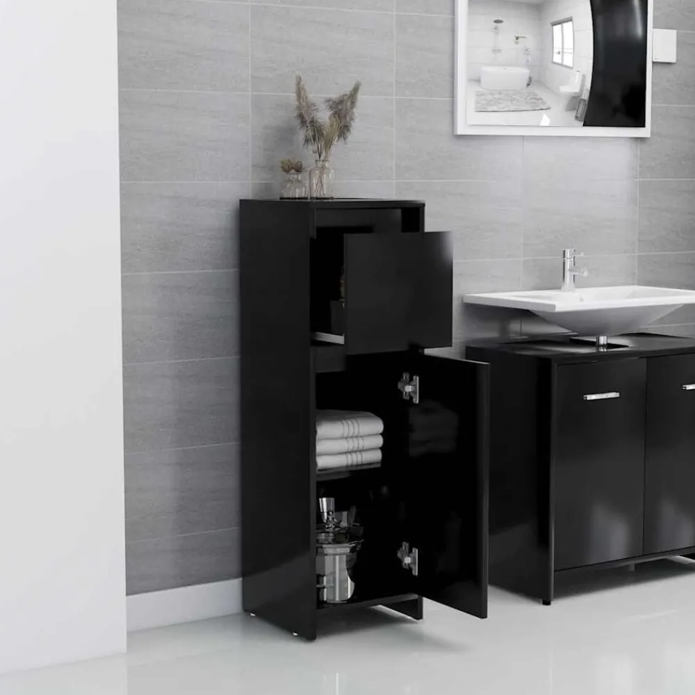 vidaXL Armario de baño madera contrachapada 30x30x95 cm Negro Hot