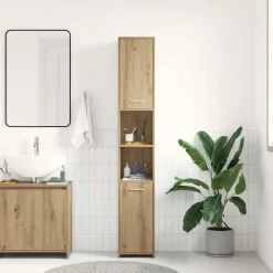 vidaXL Conjuntos De Muebles-Armario de baño madera ingeniería roble artisan 30x30x183,5 cm