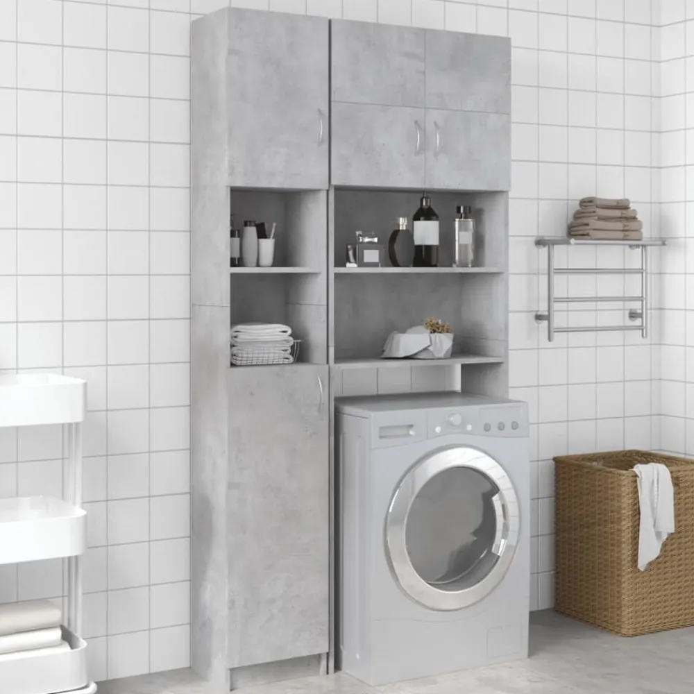 vidaXL Armario de baño madera de ingeniería gris hormigón Gris hormigón Best