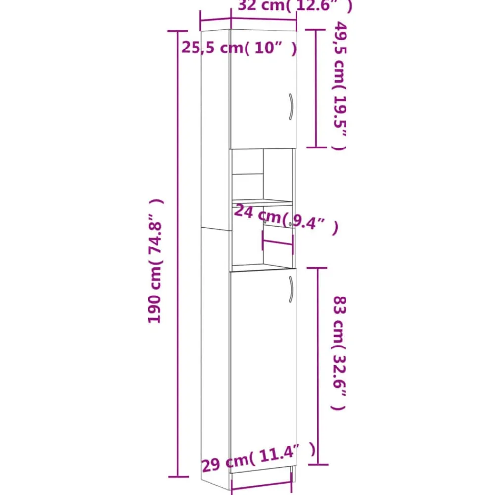 vidaXL Armario de baño madera de ingeniería gris hormigón Gris hormigón Best