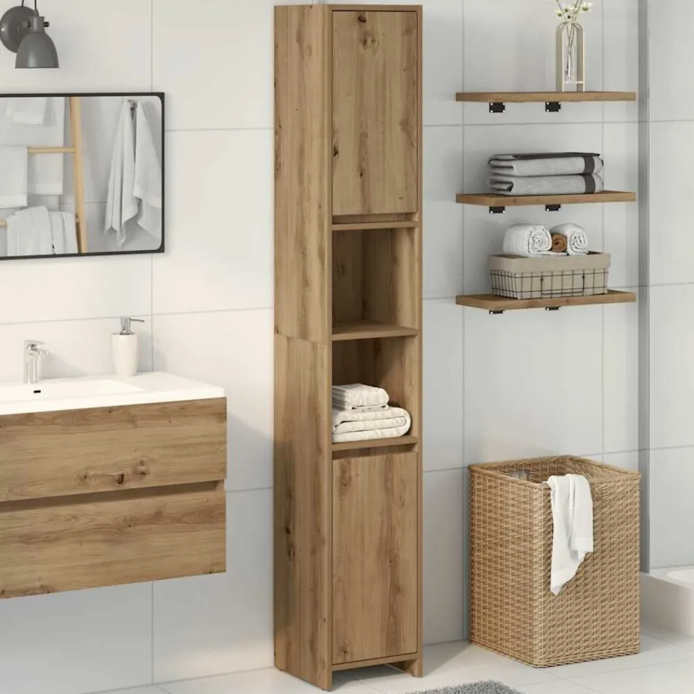 vidaXL Conjuntos De Muebles-Armario de baño madera ingeniería 30x30x183,5 cm