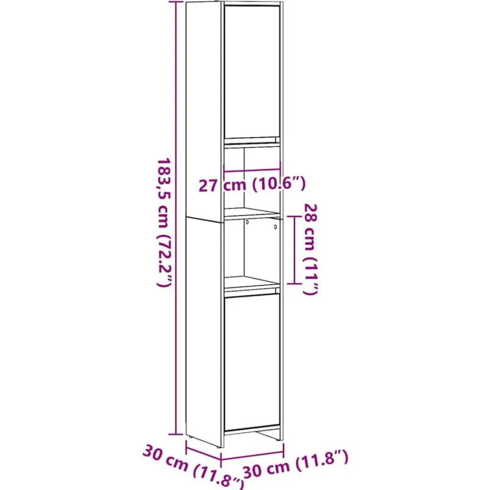 vidaXL Conjuntos De Muebles-Armario de baño madera ingeniería 30x30x183,5 cm