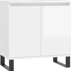 vidaXL Armario de baño madera de ingeniería blanco brillo 58x33x60 cm Blanco brillante Best