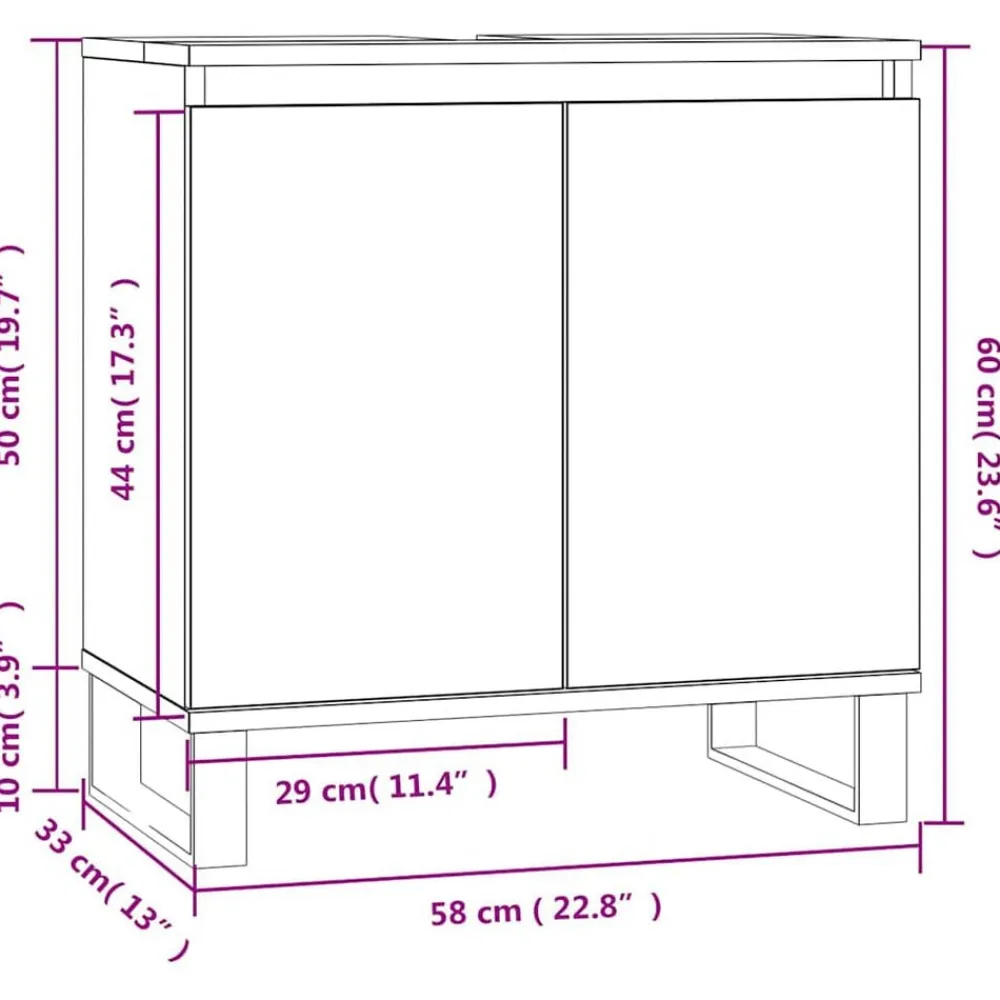 vidaXL Armario de baño madera de ingeniería blanco brillo 58x33x60 cm Blanco brillante Best
