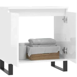 vidaXL Armario de baño madera de ingeniería blanco brillo 58x33x60 cm Blanco brillante Best