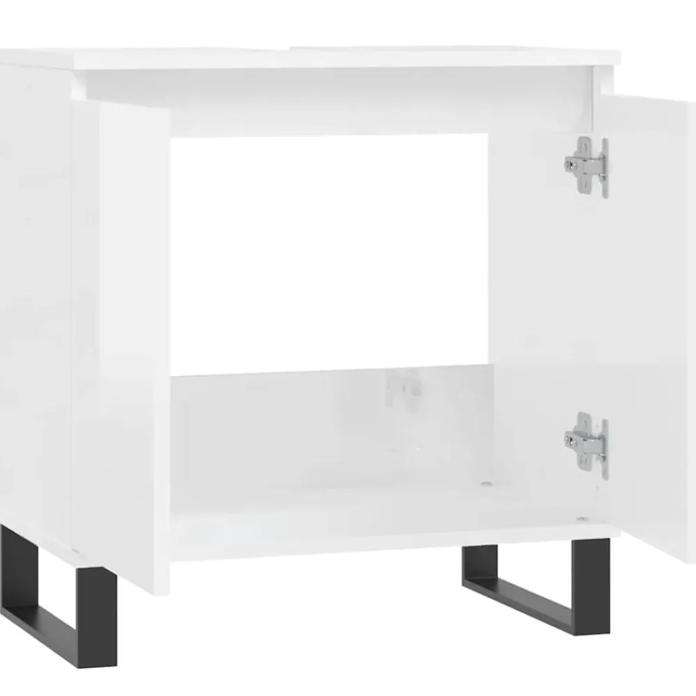vidaXL Armario de baño madera de ingeniería blanco brillo 58x33x60 cm Blanco brillante Best