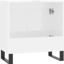 vidaXL Armario de baño madera de ingeniería blanco brillo 58x33x60 cm Blanco brillante Best