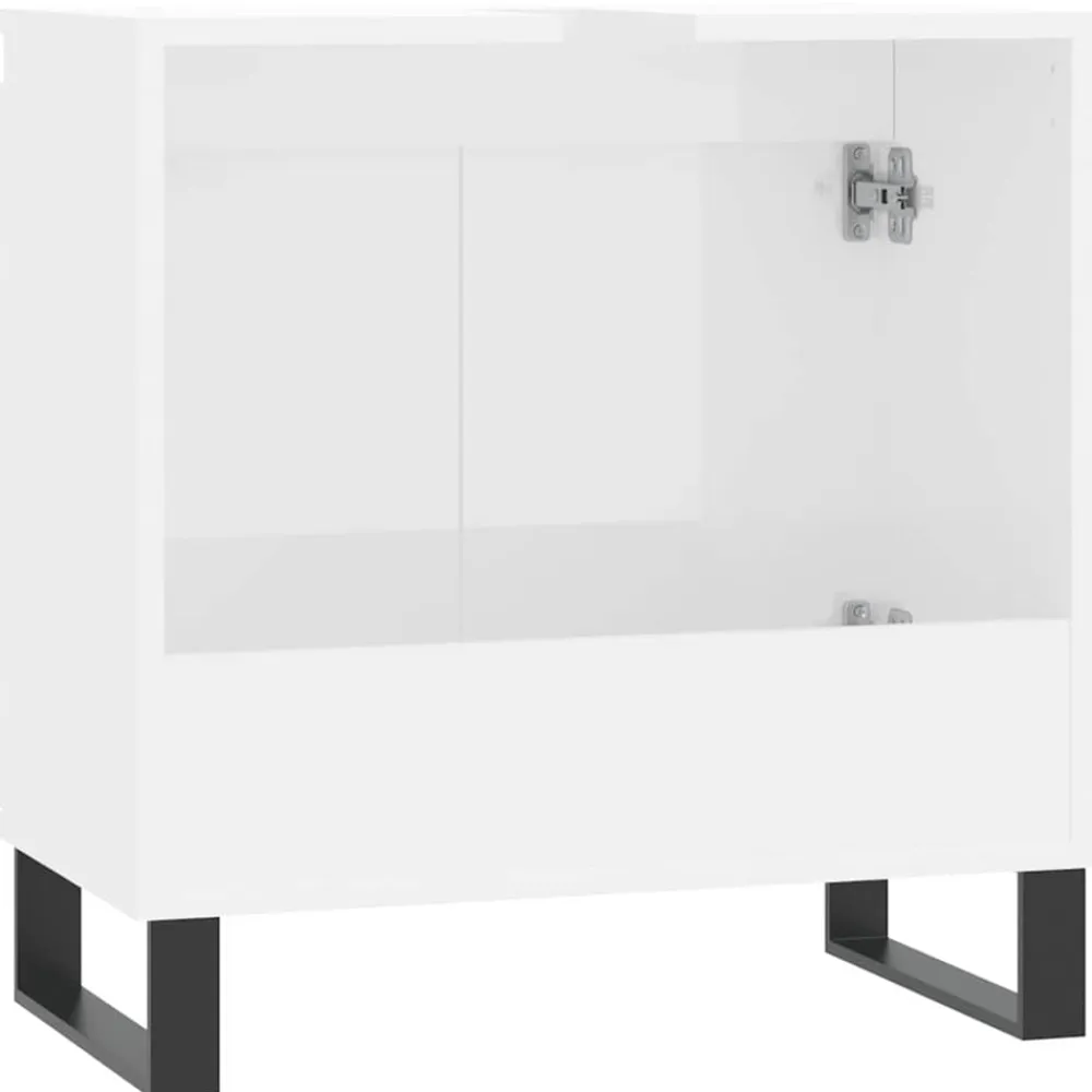 vidaXL Armario de baño madera de ingeniería blanco brillo 58x33x60 cm Blanco brillante Best