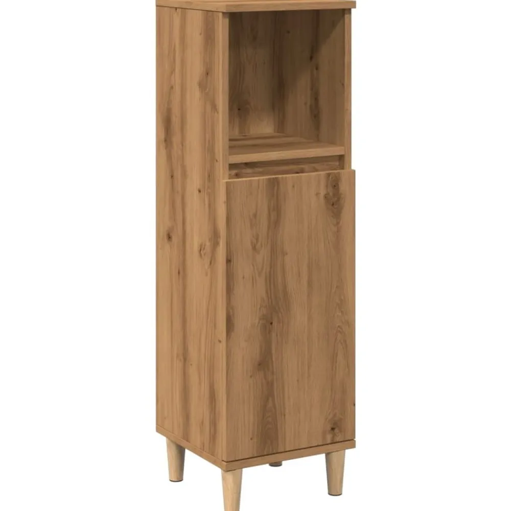 vidaXL Armario de baño madera de ingeniería 30x30x100 cm Roble artisan Clearance