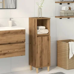 vidaXL Armario de baño madera de ingeniería 30x30x100 cm Roble artisan Clearance