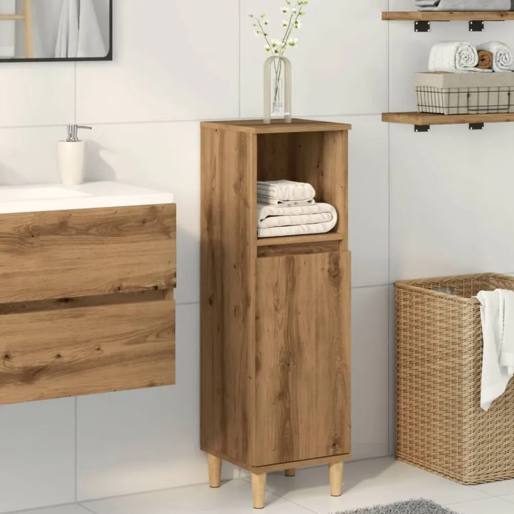 vidaXL Armario de baño madera de ingeniería 30x30x100 cm Roble artisan Clearance