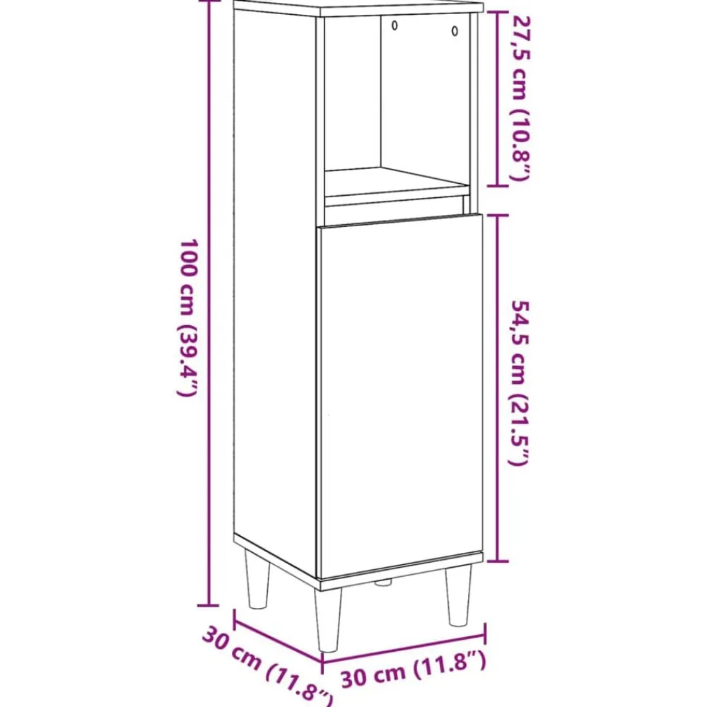 vidaXL Armario de baño madera de ingeniería 30x30x100 cm Roble artisan Clearance