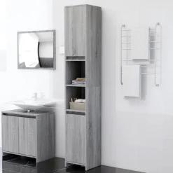 vidaXL Conjuntos De Muebles-Armario de baño madera contrachapada 30x30x183,5 cm