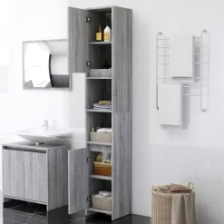 vidaXL Conjuntos De Muebles-Armario de baño madera contrachapada 30x30x183,5 cm