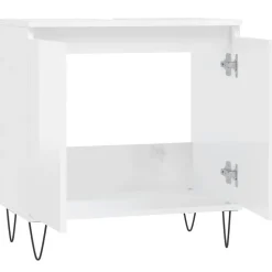vidaXL Armario de baño madera de ingeniería blanco brillo 58x33x60 cm Blanco brillante Discount