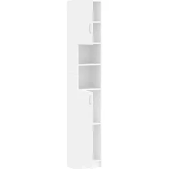 vidaXL Armario de baño madera de ingeniería 32x25,5x190 cm Blanco Discount