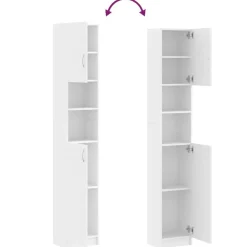 vidaXL Armario de baño madera de ingeniería 32x25,5x190 cm Blanco Discount