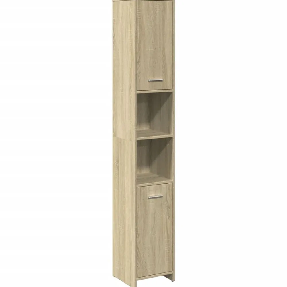vidaXL Conjuntos De Muebles-Armario de baño madera contrachapada color roble 30x30x183,5 cm