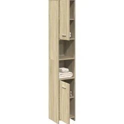 vidaXL Conjuntos De Muebles-Armario de baño madera contrachapada color roble 30x30x183,5 cm