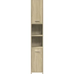 vidaXL Conjuntos De Muebles-Armario de baño madera contrachapada color roble 30x30x183,5 cm