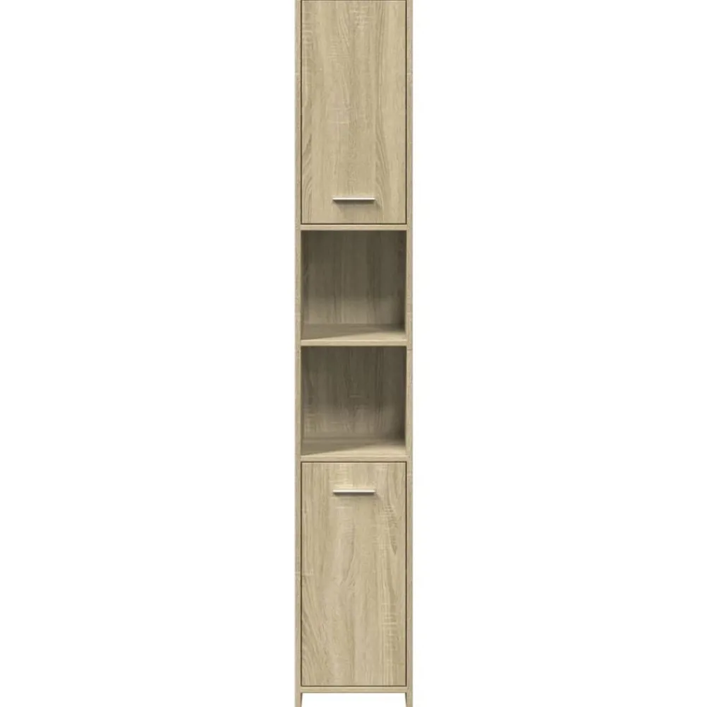 vidaXL Conjuntos De Muebles-Armario de baño madera contrachapada color roble 30x30x183,5 cm