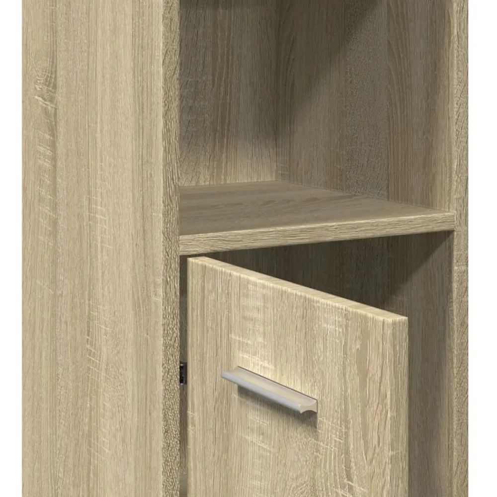 vidaXL Conjuntos De Muebles-Armario de baño madera contrachapada color roble 30x30x183,5 cm