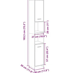 vidaXL Conjuntos De Muebles-Armario de baño madera contrachapada color roble 30x30x183,5 cm