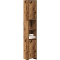 vidaXL Armario de baño madera de ingeniería envejecida 30x30x183,5 cm Madera antigua Outlet