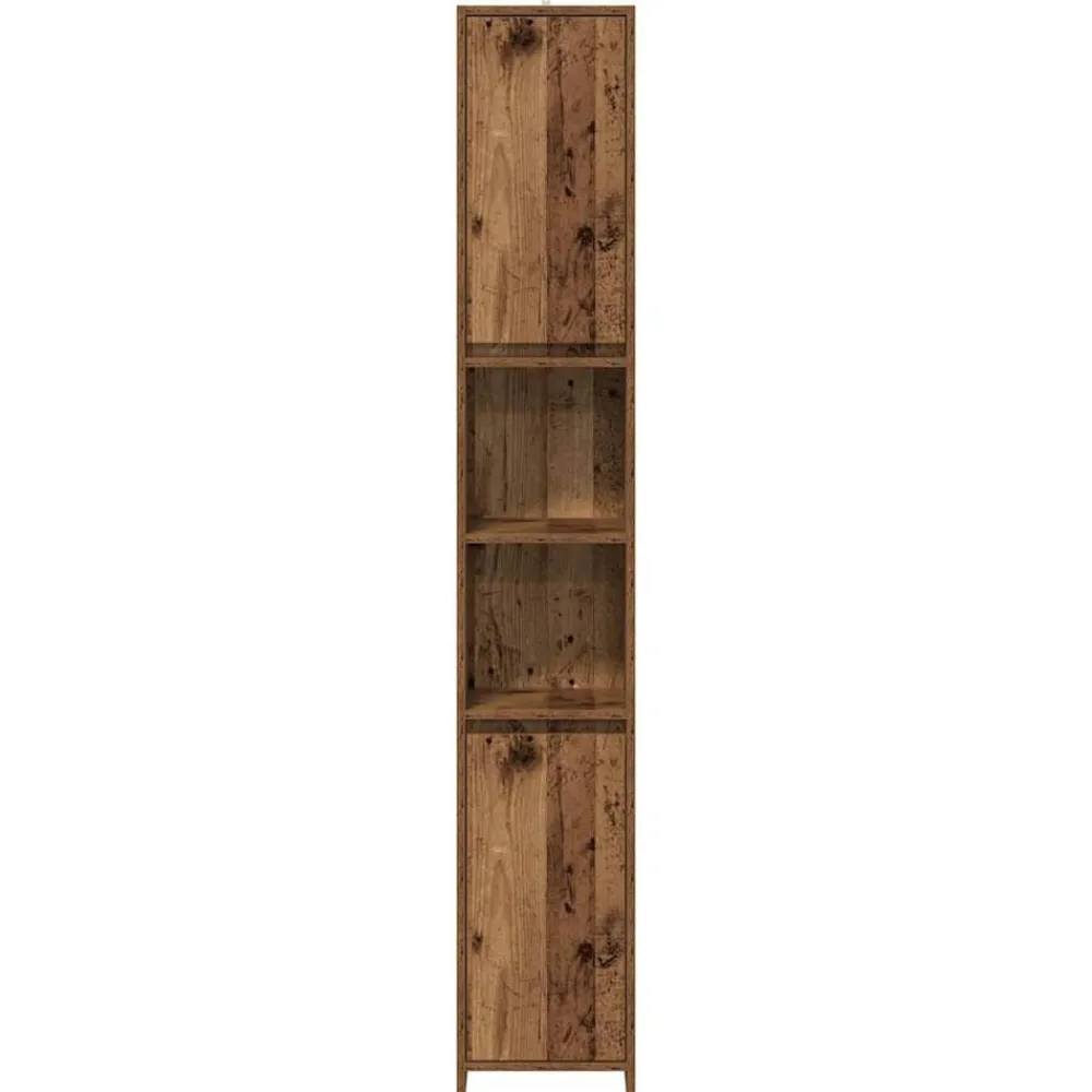 vidaXL Armario de baño madera de ingeniería envejecida 30x30x183,5 cm Madera antigua Outlet