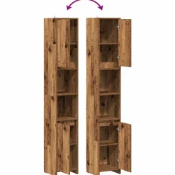 vidaXL Armario de baño madera de ingeniería envejecida 30x30x183,5 cm Madera antigua Outlet