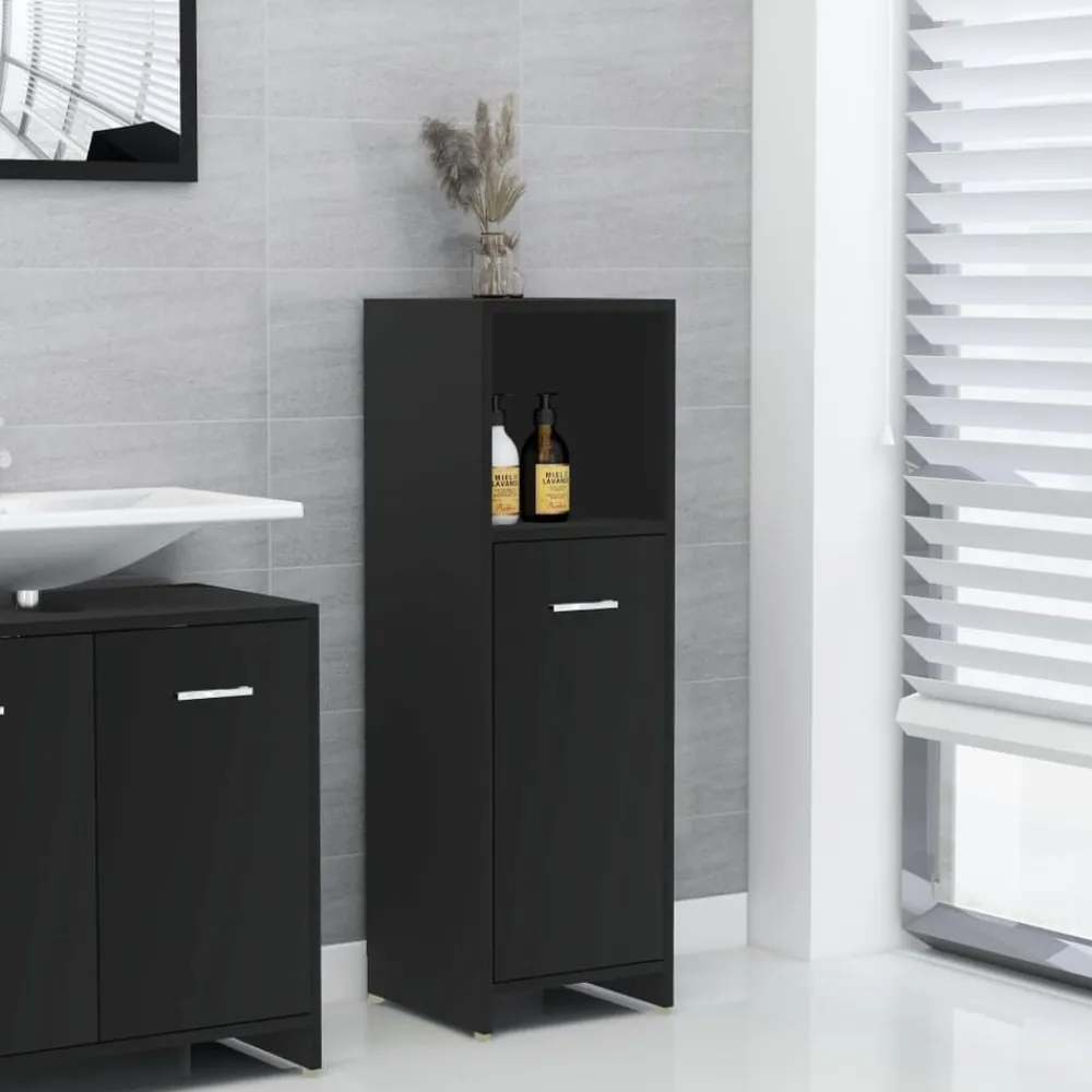 vidaXL Armario de baño madera contrachapada 30x30x95 cm Negro Hot
