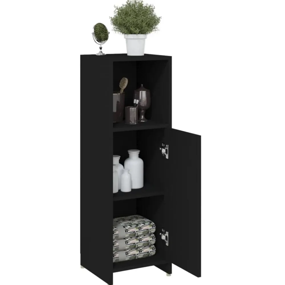 vidaXL Armario de baño madera contrachapada 30x30x95 cm Negro Hot