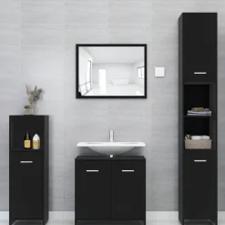 vidaXL Armario de baño madera contrachapada 30x30x95 cm Negro Hot