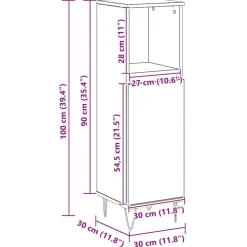 vidaXL Conjuntos De Muebles-Armario de baño madera de ingeniería 30x30x100 cm